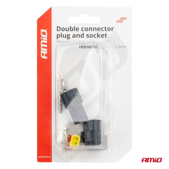 ΦΙΣΑ ΣΥΝΔΕΣΗΣ ΜΕ ΥΠΟΔΟΧΗ 2 PIN Φ2,2mm ΑΔΙΑΒΡΟΧΗ AMIO - 1 τεμ. Ακροδέκτες Καλωδίων