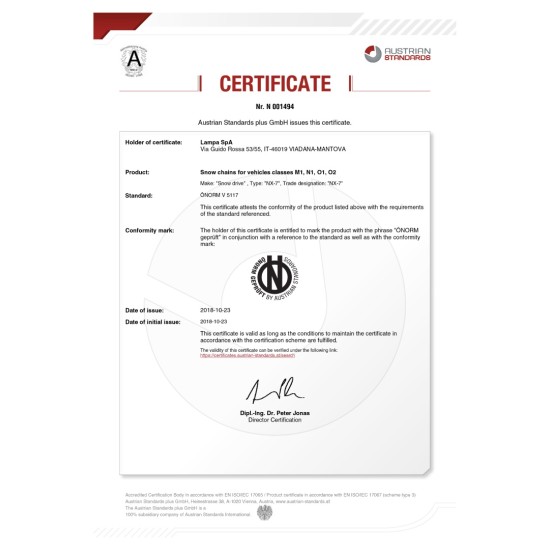 ΑΛΥΣΙΔΕΣ ΧΙΟΝΙΟΥ NX-7 7/9MM GR7 ΔΙΠΛΟΥ ΠΑΧΟΥΣ (ΕΣΩΤΕΡΙΚΑ 7mm + ΕΞΩΤΕΡΙΚΑ 9mm) LAMPA - 2 ΤΕΜ. Αλυσίδες Βαρέων Οχημάτων