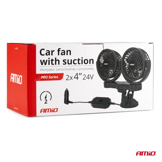 ΑΝΕΜΙΣΤΗΡΑΣ ΔΙΠΛΟΣ 24V 2χ4''(10,8cm) ΜΕ ΦΙΣ ΑΝΑΠΤΗΡΑ 2 ΤΑΧΥΤΗΤΩΝ ΜΕ ΒΕΝΤΟΥΖΑ PRO SERIES AMIO ΑΜΙΟ - 1 ΤΕΜ. Ανεμιστήρες Θερμαντικά