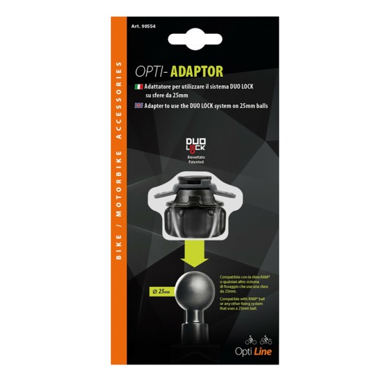 Ανταλλακτικός Αντάπτορας Adaptor 25 mm της σειράς Optiline, συμβατός με Βάσεις Στήριξης Κινητού RAM ® ή Βάσεις Στήριξης Κινητού με μπίλια 25 mm και Θήκες ή Αντάπτορες Κινητού Optiline 