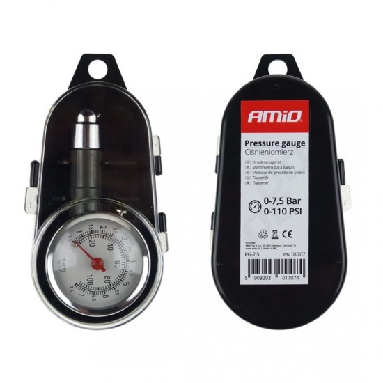 ΜΕΤΡΗΤΗΣ ΠΙΕΣΗΣ ΕΛΑΣΤΙΚΩΝ ΜΕ ΜΑΝΟΜΕΤΡΟ 7.5bar AMiO - 1 ΤΕΜ. Μετρητές Πίεσης