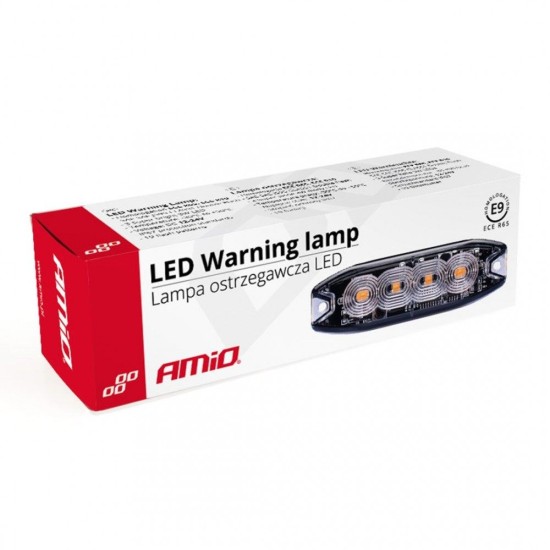 ΣΤΡΟΜΠΟ 12/24V 10x3x0,9cm ΠΟΡΤΟΚΑΛΙ 4LED 12W (4x3W) R65 R10 IP68 AMiO - 1 ΤΕΜ. Στρόμπο (Strobe)