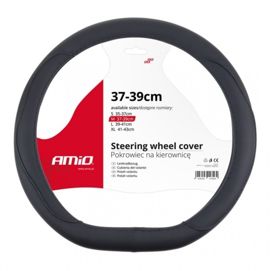 ΚΑΛΥΜΜΑ ΤΙΜΟΝΙΟΥ SWC-22-M 37-39 cm ΣΕ ΣΧΗΜΑ D ΓΙΑ ΚΟΜΜΕΝΑ ΤΙΜΟΝΙΑ ΜΑΥΡΟ/ΕΛΑΣΤΙΚΟ/ΔΕΡΜΑΤΙΝΗ AMiO - 1 ΤΕΜ. Καλύμματα Τιμονιού