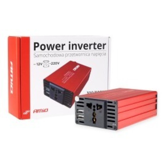 INVERTER 12-230V max300W-peak600W +2USB PI03 AMiO – 1 ΤΕΜ. Ανορθωτές και Αντάπτορες