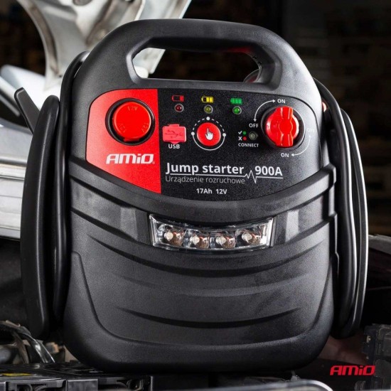 ΕΚΚΙΝΗΤΗΣ ΜΠΑΤΑΡΙΑΣ STARTER 4 ΣΕ 1 17Ah 12V DC 300A (700A max) 250PSI ΜΕ ΚΟΜΠΡΕΣΕΡ ΑΕΡΑ / ΜΑΝΟΜΕΤΡΟ / 3 LED / 2 ΠΡΙΖΕΣ 12V / 1 ΘΥΡΑ USB 5V 2,1A SENA ΓΙΑ ΒΕΝΖΙΝΗ ΚΑΙ DIESEL AMiO - 1 ΤΕΜ. Εκκινητές Μπαταρίας