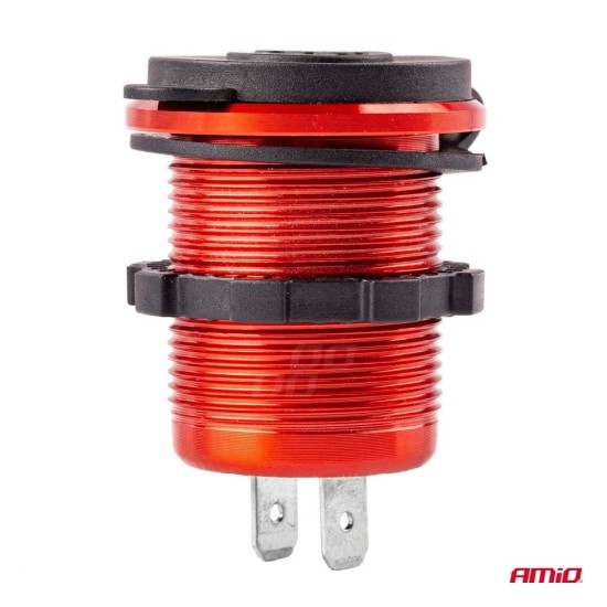 ΠΡΙΖΑ ΦΟΡΤΙΣΗΣ ΜΕ 2 ΘΥΡΕΣ USB ΚΑΙ ΚΑΠΑΚΙ ΚΟΚΚΙΝΗ/ΜΑΥΡΗ 12/24V 5V 3.1A MOD-10 AMIO Διάφορες Πρίζες και Φις