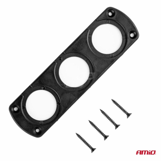 ΠΑΝΕΛ ΤΡΙΠΛΟ ΓΙΑ ΠΡΙΖΕΣ ΜΑΥΡΟ MOD-13 151x43x4,5 mm ΔΙΑΜΕΤΡΟ ΤΡΥΠΑΣ: 3cm AMIO Διάφορες Πριζες και Φις