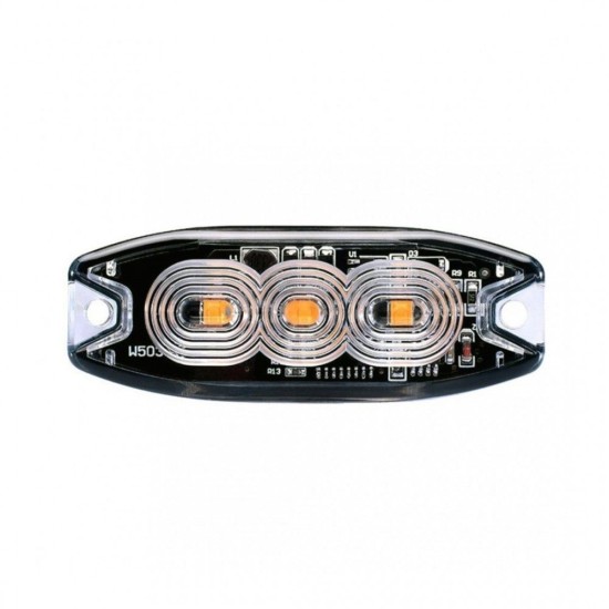 ΣΤΡΟΜΠΟ 12/24V 8x3x0,9cm ΠΟΡΤΟΚΑΛΙ 3LED 9W (3x3W) R65 R10 AMiO - 1 ΤΕΜ. Στρόμπο (Strobe)