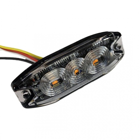 ΣΤΡΟΜΠΟ 12/24V 8x3x0,9cm ΠΟΡΤΟΚΑΛΙ 3LED 9W (3x3W) R65 R10 AMiO - 1 ΤΕΜ. Στρόμπο (Strobe)