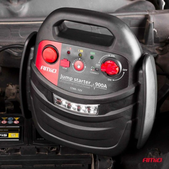 ΕΚΚΙΝΗΤΗΣ ΜΠΑΤΑΡΙΑΣ STARTER 4 ΣΕ 1 17Ah 12V DC 300A (700A max) 250PSI ΜΕ ΚΟΜΠΡΕΣΕΡ ΑΕΡΑ / ΜΑΝΟΜΕΤΡΟ / 3 LED / 2 ΠΡΙΖΕΣ 12V / 1 ΘΥΡΑ USB 5V 2,1A SENA ΓΙΑ ΒΕΝΖΙΝΗ ΚΑΙ DIESEL AMiO - 1 ΤΕΜ. Εκκινητές Μπαταρίας