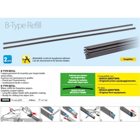 ΛΑΣΤΙΧΑ ΥΑΛΟΚΑΘΑΡΙΣΤΗΡΩΝ BOSCH AEROTWIN REFILL ΓΡΑΦΙΤΗΣ 71cm (28 INCH) 2ΤΕΜ. ΚΑΤΑΛΛΗΛΑ ΓΙΑ FLAT ΝΕΟΥ ΤΥΠΟΥ ΥΑΛΟΚΑΘΑΡΙΣΤΗΡΕΣ Υαλοκαθαριστήρες Ζεύγος