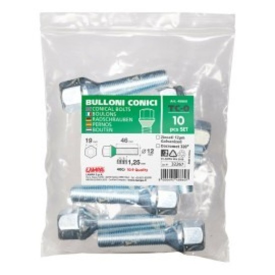 ΜΠΟΥΛΟΝΙΑ ΚΩΝΙΚΑ TC0 12χ1,25 46mm (19) ΣΑΚΟΥΛΑ 10ΤΕΜ. Κωνικά
