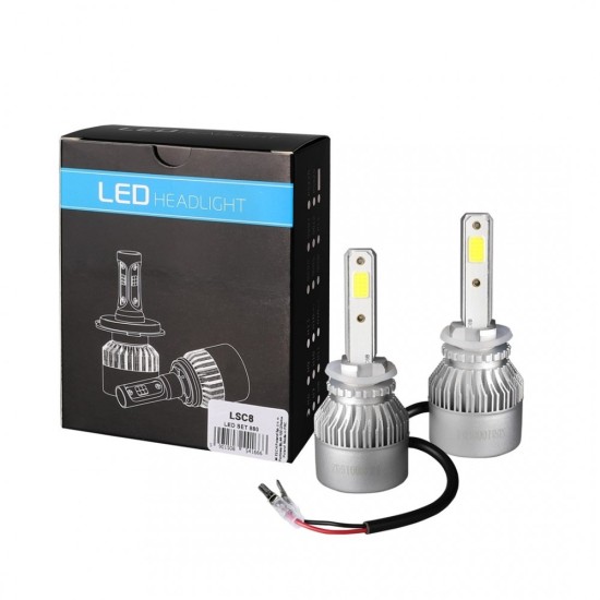 H27 880 LED SET C6 9-32V 6.500K 10.000lm 4 X 10W ΛΑΜΠΑ ΜΕ COB EPISTAR 1021 LED ΚΑΙ ΑΝΕΜΙΣΤΗΡΑΚΙ M-TECH - 2 ΤΕΜ. Λάμπες