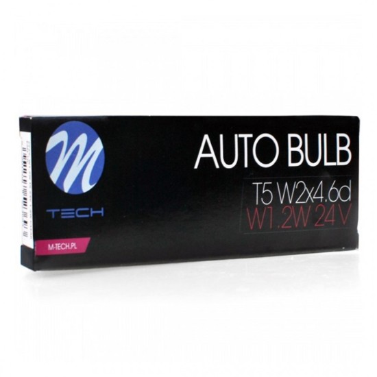 T5 24V 1,2W W2x4,6d (ΚΑΡΦΩΤΟ ΑΚΑΛΥΚΟ) STANDARD ΑΛΟΓΟΝΟΥ ΚΟΥΤΙ 10ΤΕΜ. M-TECH Χωρίς Κάλυκα