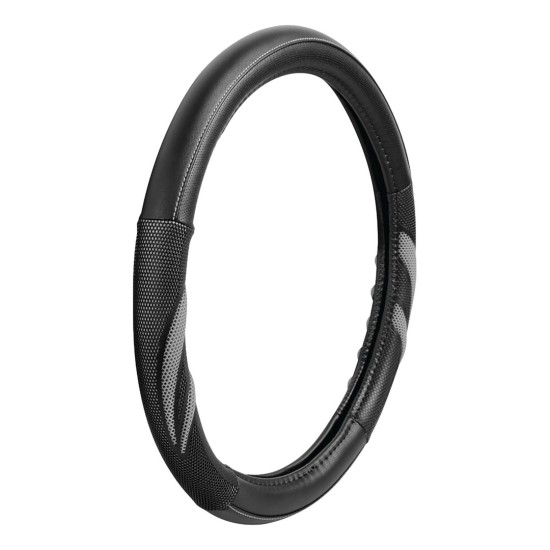 ΚΑΛΥΜΜΑ ΤΙΜΟΝΙΟΥ SUZUKA (M) 37/39cm ΔΕΡΜΑΤΙΝΗ ΜΑΥΡΟ/ΓΚΡΙ ΑΟΣΜΟ ECO-FRIENDLY Καλύμματα Τιμονιού