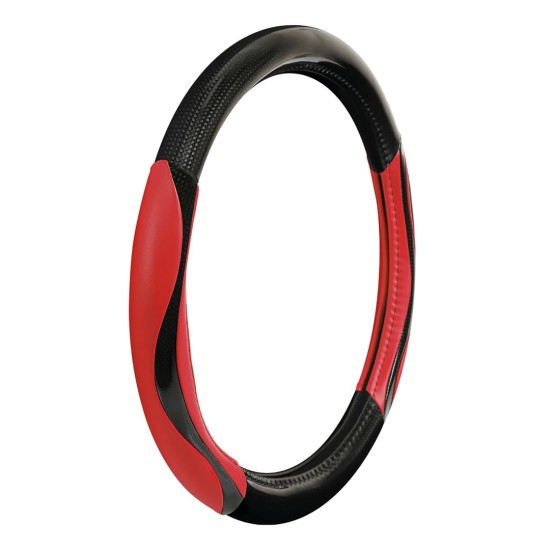 ΚΑΛΥΜΜΑ ΤΙΜΟΝΙΟΥ SILVERSTONE (M) 37/39 cm CARBON /ΜΑΥΡO-ΚΟΚΚΙΝΟ ΔΕΡΜΑΤΙΝΗ ΑΟΣΜΟ ECO-FRIENDLY Καλύμματα Τιμονιού