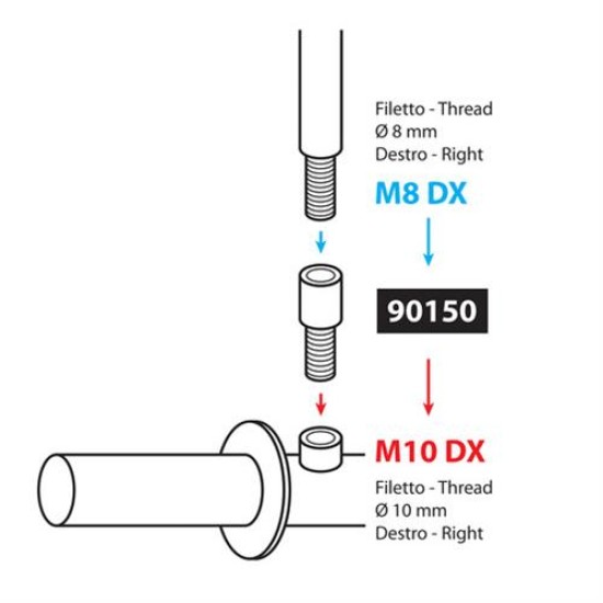 ΑΝΤΑΠΤΟΡΑΣ ΓΙΑ ΚΑΘΡΕΠΤΗ ΜΗΧΑΝΗΣ M8 DX-M10 DX -1ΤΕΜ Καθρέπτες