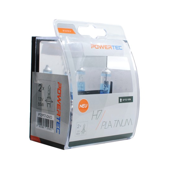 H7 12V 55W 3.250K +130% PX26d POWERTECK PLATINUM 2ΤΕΜ. M-TECH 3000K έως 4000K