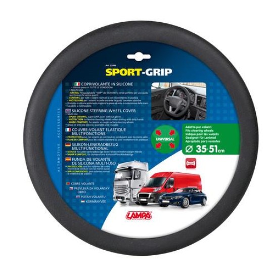 ΚΑΛΥΜΜΑ ΤΙΜΟΝΙΟΥ SPORT-GRIP ΕΛΑΣΤΙΚΟ ΣΙΛΙΚΟΝΗΣ 35-51cm LAMPA - 1 τεμ. Καλύμματα Τιμονιού