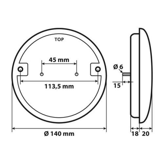 ΦΩΣ ΦΟΡΤΗΓΟΥ ΠΙΣΩ 12/24V 14LED ΔΙΑΦΑΝΟ ΣΤΡΟΓΓΥΛΟ 140mm 1ΤΕΜ. Εξωτερικά Οπίσθια Φώτα