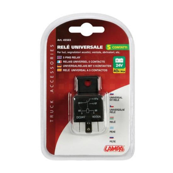 Ρελέ Φορτηγού 24V 40Α 5 επαφών Διακόπτες Ρελέ