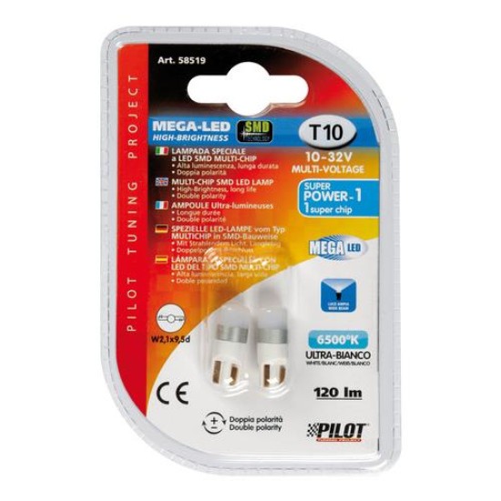 T10 W5W 10/32V W2,1x9,5d 120lm MEGA-LED1 ΔΙΑΘΛΑΣΗΣ ΛΕΥΚΟ (ΚΑΡΦΩΤΟ ΑΚΑΛΥΚΟ) 2ΤΕΜ. Χωρίς Κάλυκα T10 W5W 10/32V W2,1x9,5d 120lm MEGA-LED1 ΔΙΑΘΛΑΣΗΣ ΛΕΥΚΟ (ΚΑΡΦΩΤΟ ΑΚΑΛΥΚΟ) 2ΤΕΜ. Χωρίς Κάλυκα