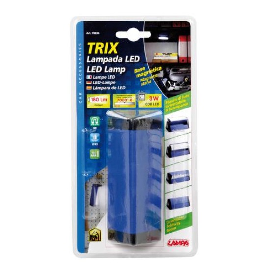 ΦΑΚΟΣ ΣΥΝΕΡΓΕΙΟΥ TRIX ΜΠΑΤΑΡΙΑΣ ΜΑΓΝΗΤΙΚΟΣ ΠΕΡΙΣΤΡΕΦΟΜΕΝΟΣ 1LED 3W 180lm 7000K 125x50x55mm Φακοί