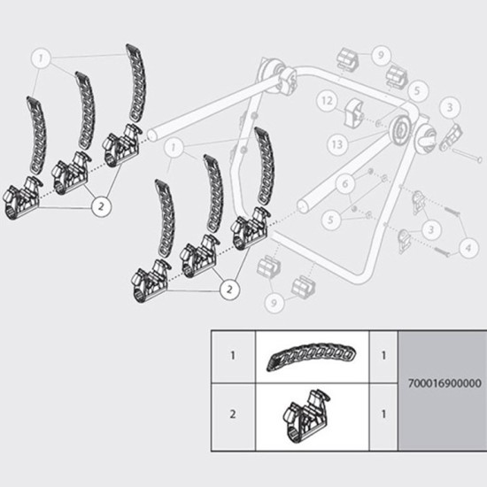 ΚΙΤ ΑΝΤΑΛΛΑΚΤΙΚΗΣ ΔΕΣΤΡΑΣ ΓΙΑ ΒΑΣΗ ΠΟΔΗΛΑΤΟΥ MISTRAL MENABO - 1 ΤΕΜ. Βάσεις Πορτ Μπαγκάζ