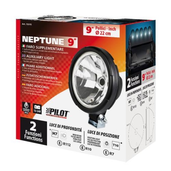 ΠΡΟΒΟΛΕΑΣ NEPTUNE 9'' 12/24V-H7 ΚΑΡΦΙ ΜΕ T10 W5W ΘΕΣΕΩΣ ΣΤΡΟΓΓΥΛΟΣ 220mm 1ΤΕΜ. Εξωτερικά Φώτα Αλογόνου