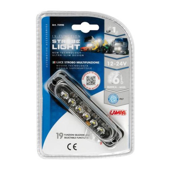ΣΤΡΟΜΠΟ ΛΕΥΚΟ LF1 12/24V ΜΕ 6 LED 19 ΧΡΗΣΕΩΝ ΑΔΙΑΒΡΟΧΟ 113x28mm 1ΤΕΜ. Στρόμπο (Strobe)