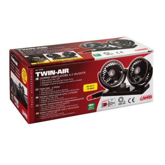 ΑΝΕΜΙΣΤΗΡΑΣ TWIN-AIR 24V 16W (2 ΤΑΧΥΤΗΤΕΣ - Φ 11 cm) Ανεμιστήρες Αυτοκινήτου Θερμαντικά