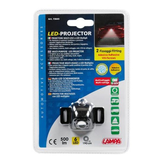 ΒΟΗΘΗΤΙΚΟ ΦΩΣ ΟΠΙΣΘΕΝ 12/24V 6LED 4W 500lm 6.000K LED-PROJECTOR 59x36x28mm ΛΕΥΚΟ ΦΩΣ ΑΔΙΑΒΡΟΧΟ Εξωτερικά Οπίσθια Φώτα