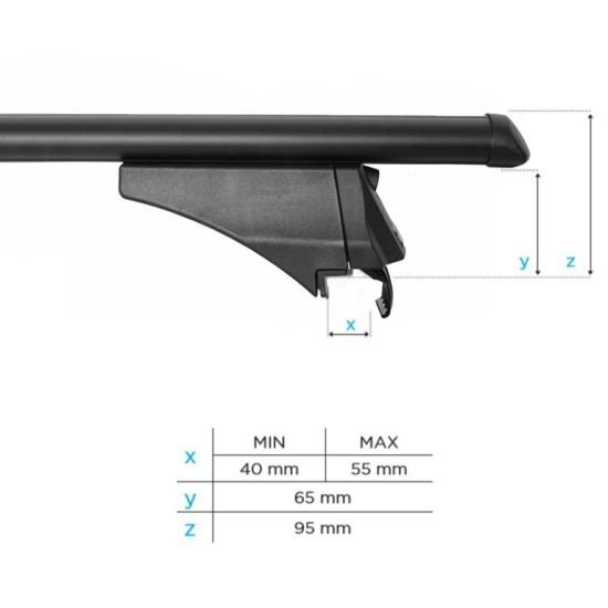 ΜΠΑΡΕΣ ΟΡΟΦΗΣ ΑΛΟΥΜΙΝΙΟΥ TIGER BLACK 118,5 cm ΣΕ ΜΑΥΡΟ ΧΡΩΜΑ ΓΙΑ ΟΡΟΦΗ ΜΕ FLUSH ΚΑΙ RAISED RAILS MENABO - 2 ΤΕΜ. Μεταλλικές Μπάρες