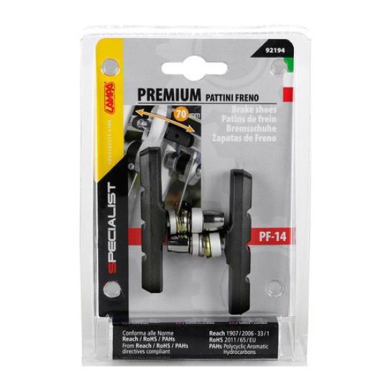 ΤΑΚΑΚΙΑ ΦΡΕΝΩΝ ΠΟΔΗΛΑΤΟΥ (RACING/CITY/MTB BIKE) PREMIUM 70mm PF-14  ΜΑΥΡΟ 2ΤΕΜ. Φρένα
