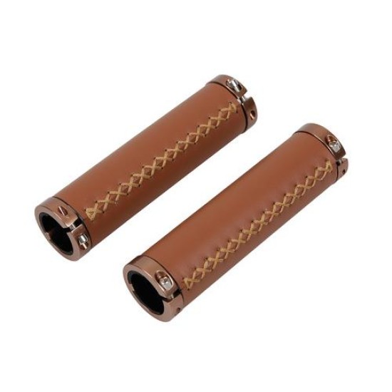 ΧΕΙΡΟΛΑΒΕΣ ΠΟΔΗΛΑΤΟΥ ΔΕΡΜΑΤΙΝΑ VINTAGE 127+127mm 22,5mm ΚΑΦΕ 2ΤΕΜ. Χερούλια