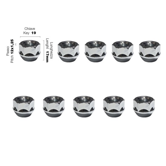 ΠΑΞΙΜΑΔΙ ΚΩΝΙΚΟ 12χ1,25 (17mm) (19) 10ΤΕΜ. Κωνικά