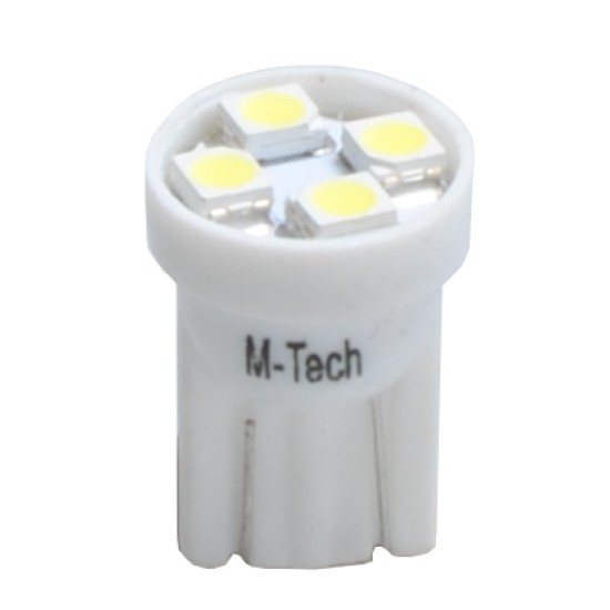 T10 W5W 12V W2,1x9,5d LED 4xSMD3528 ΛΕΥΚΟ (ΚΑΡΦΩΤΟ ΑΚΑΛΥΚΟ) 1ΤΕΜ. M-TECH Χωρίς Κάλυκα