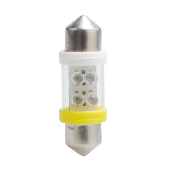 ΛΑΜΠΑΚΙΑ ΠΛΑΦΟΝΙΕΡΑΣ C5W/C10W 12V 0,49W SV8,5 36mm LED 4xFlux 3mm ΚΙΤΡΙΝΟ 1ΤΕΜ. Πλαφονιέρας