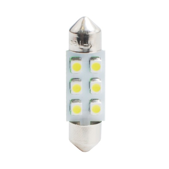 ΛΑΜΠΑΚΙΑ ΠΛΑΦΟΝΙΕΡΑΣ C5W/C10W 12V 0,48W SV8,5 36mm LED 6xSMD3528 ΛΕΥΚΟ 1ΤΕΜ. Πλαφονιέρας