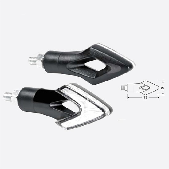 ΦΛΑΣ ΜΟΤΟ LUM LED 12V 75x27mm ΜΑΥΡΑ 2 ΤΕΜ. Απλά Φλας