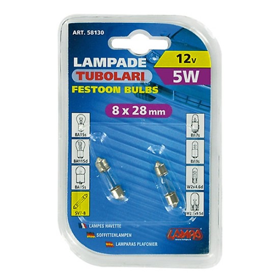 ΛΑΜΠΑ ΣΩΛΗΝΩΤΗ 5W/12V SV7-8 8X28mm Πλαφονιέρας