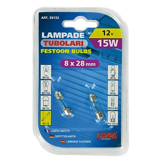 ΛΑΜΠΑ ΣΩΛΗΝΩΤΗ 15W/12V SV7-8 8X28mm Πλαφονιέρας