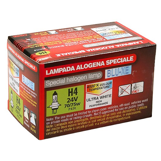ΛΑΜΠΑ H4 24V/70-75W Blue-Xenon (P43t) 4500K 4100K έως 4700K