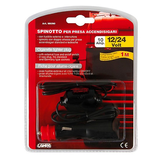 ΦΙΣ ΑΝΑΠΤΗΡΑ ΑΡΣΕΝΙΚΟΣ 12/24V 10A ΜΕ ΔΙΑΚΟΠΤΗ ΚΑΙ ΚΑΛΩΔΙΟ 100cm Φις Αναπτήρα