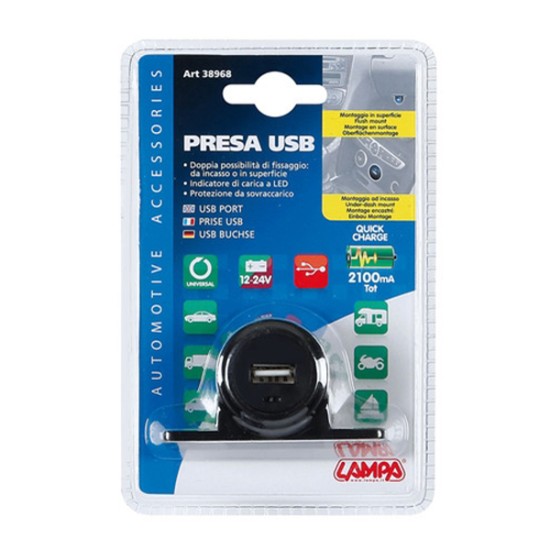 ΠΡΙΖΑ USB ΜΕ ΒΑΣΗ KAI ΕΝΔΕΙΞΗ LED 2100mA 12/24V Φορτιστές 12 και 24V