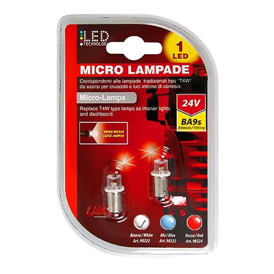 ΛΑΜΠΑΚΙ LED T4W 24V BA9s (Λευκό) Με Κάλυκα