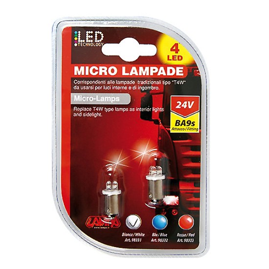 ΛΑΜΠΑΚΙ ME 4 LED 24V T4W BA9s Με Κάλυκα