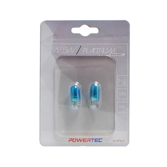 T10 W5W 12V 5W W2.1x9.5d 130% POWERTEC PLATINUM 2ΤΕΜ. M-TECH Λαμπάκια
