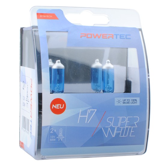 H7 12V 55W 3.450K PX26d POWERTECK SUPERWHITE 2ΤΕΜ. 3000K έως 4000K