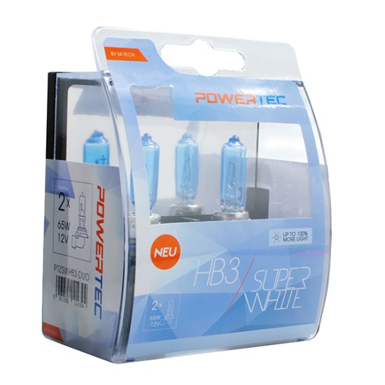 HB3 12V 65W 3.450K P20d POWERTECK SUPERWHITE 2ΤΕΜ. 3000K έως 4000K